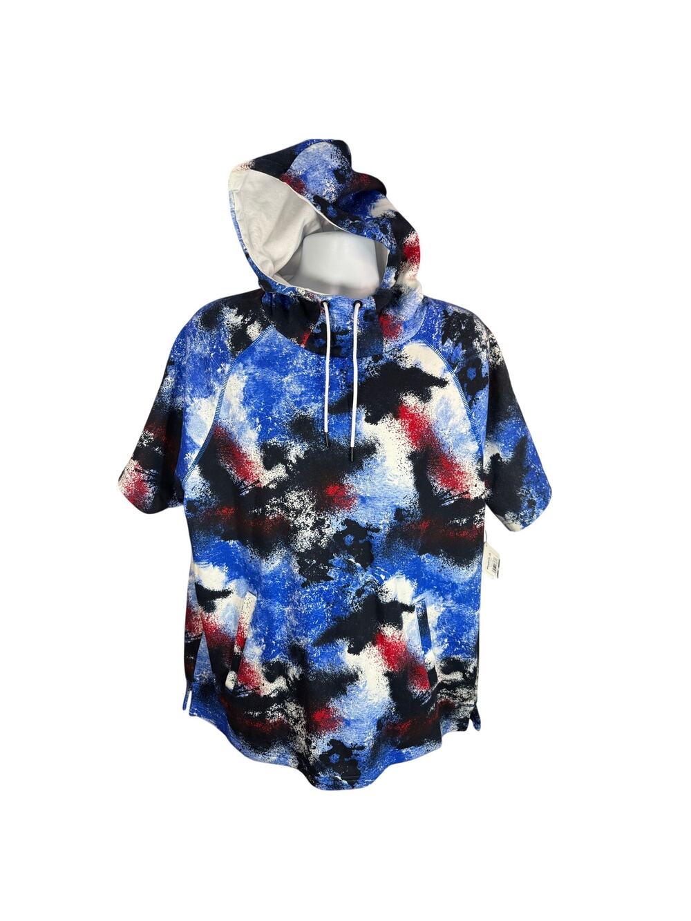 Mens Reebok Short Sleeve FT Hoodie Red White Blue Americana Size XL